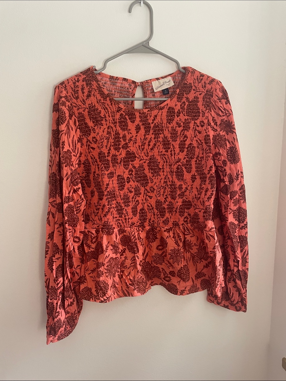 Universal Thread Coral Pink Floral Peplum Blouse